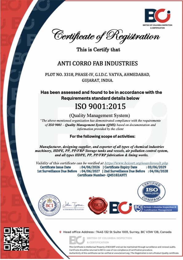 ACFI ISO 9001:2015 certificate